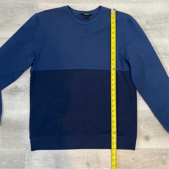 Aether Mens L Pullover Crewneck Color Block Navy Blue Sweatshirt - Picture 3 of 16